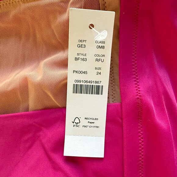 NWT J.Crew Plunge V Neck One Piece Bathing Suit Women’s Fuscia Pink Size 24 - Picture 9 of 11